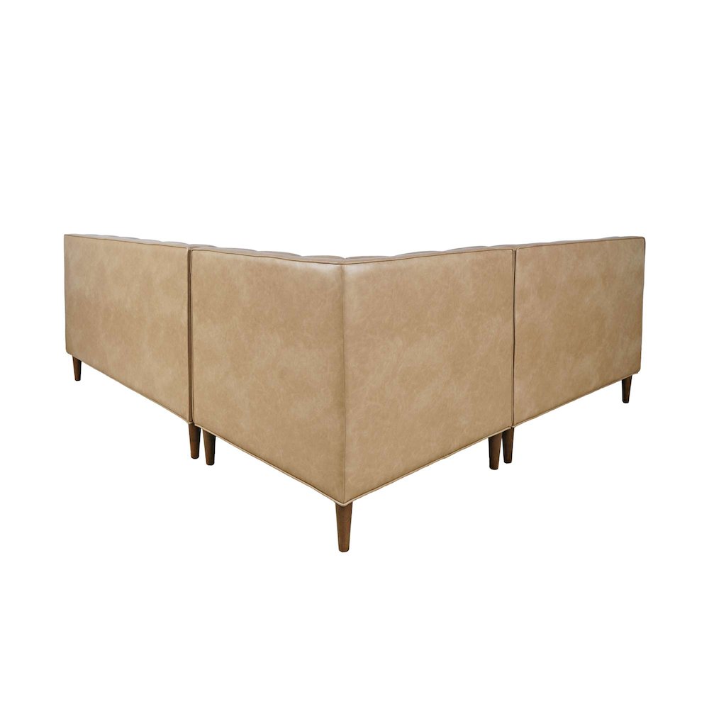 Ruston Modern Banquette Faux Leather Sectional with Five Seats and Corner Wedge. Picture 8