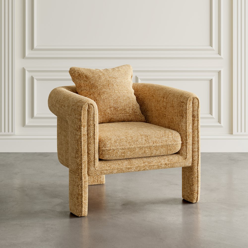 Adley Modern Upholstered Vintage Accent Armchair with Pillow. Picture 8