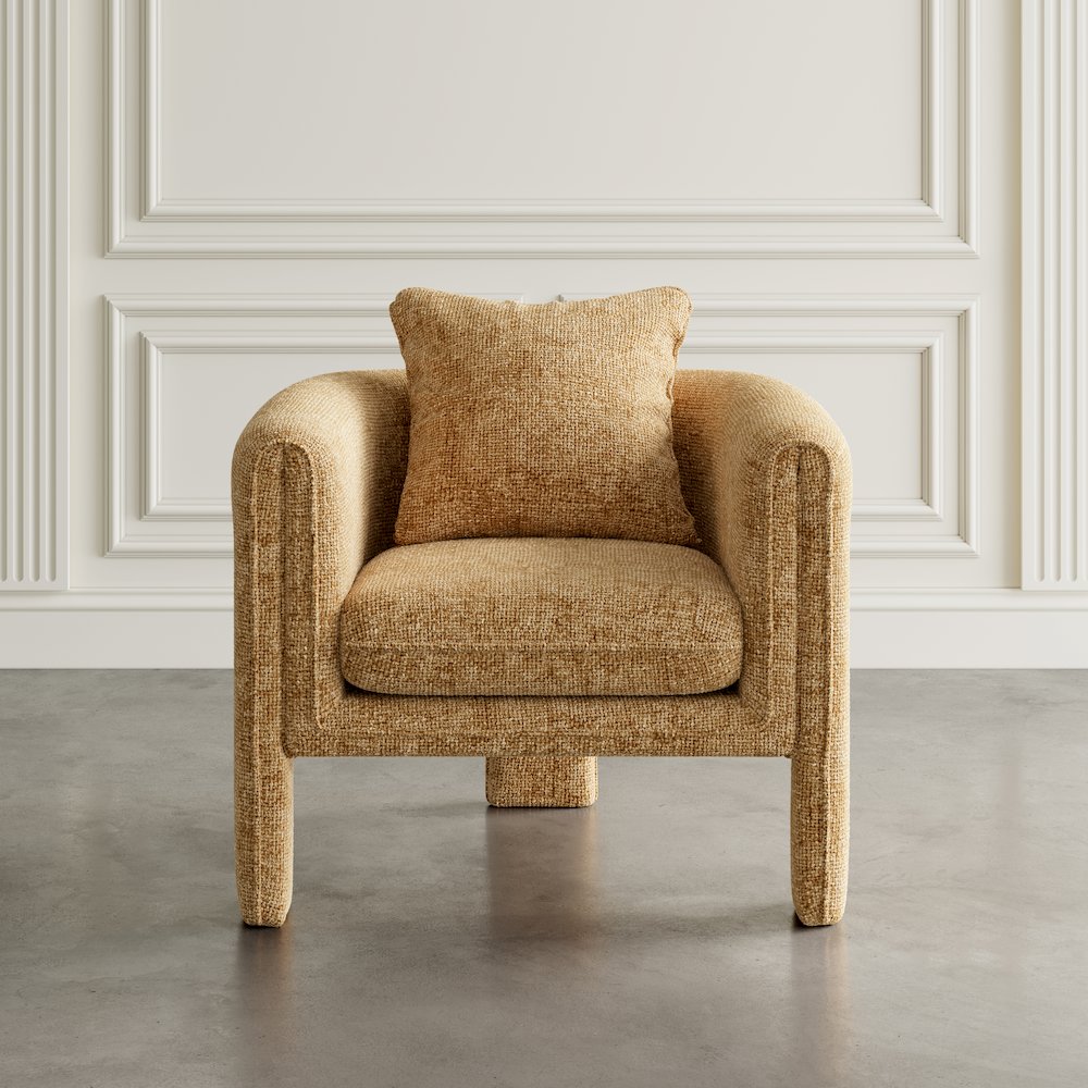 Adley Modern Upholstered Vintage Accent Armchair with Pillow. Picture 9