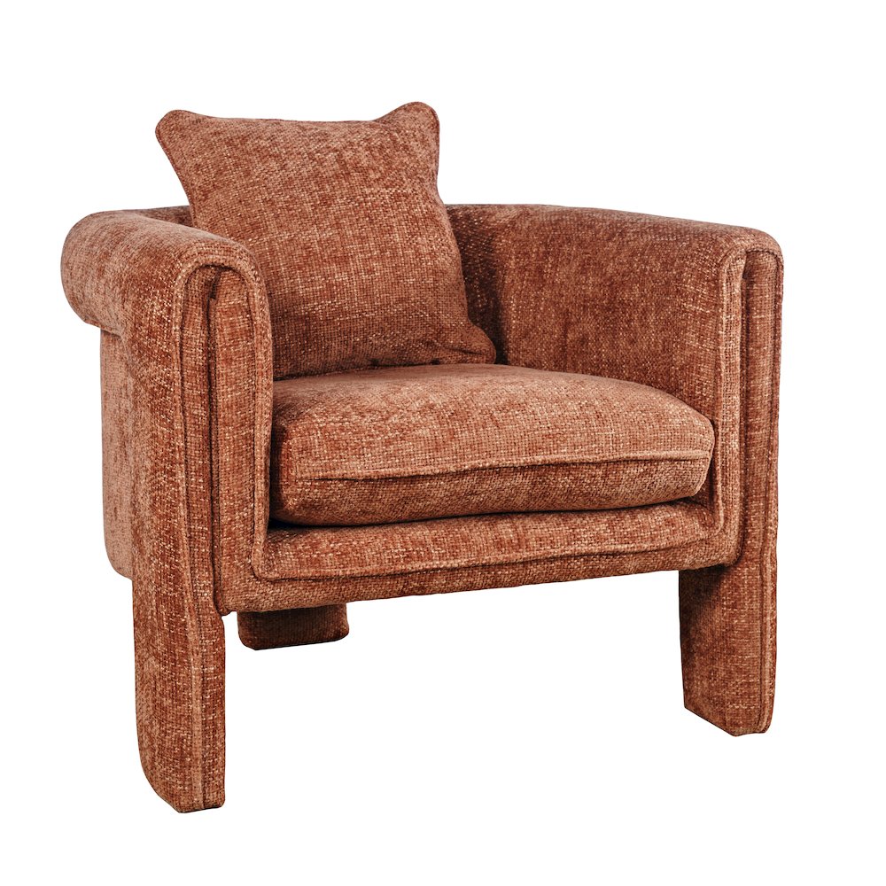 Adley Modern Upholstered Vintage Accent Armchair with Pillow. Picture 2