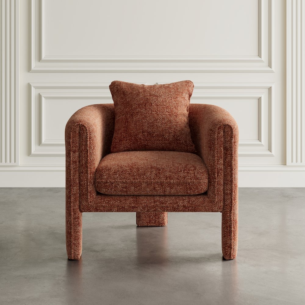 Adley Modern Upholstered Vintage Accent Armchair with Pillow. Picture 9