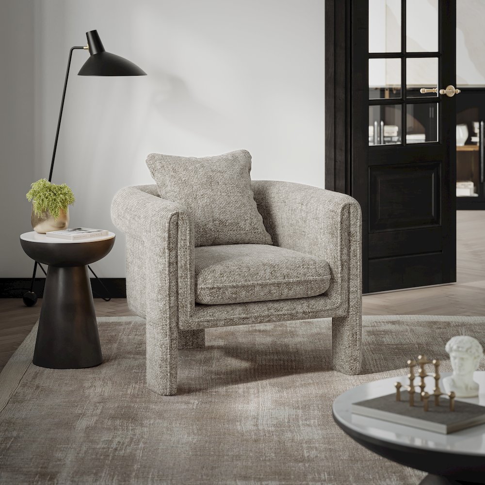 Adley Modern Upholstered Vintage Accent Armchair with Pillow. Picture 7