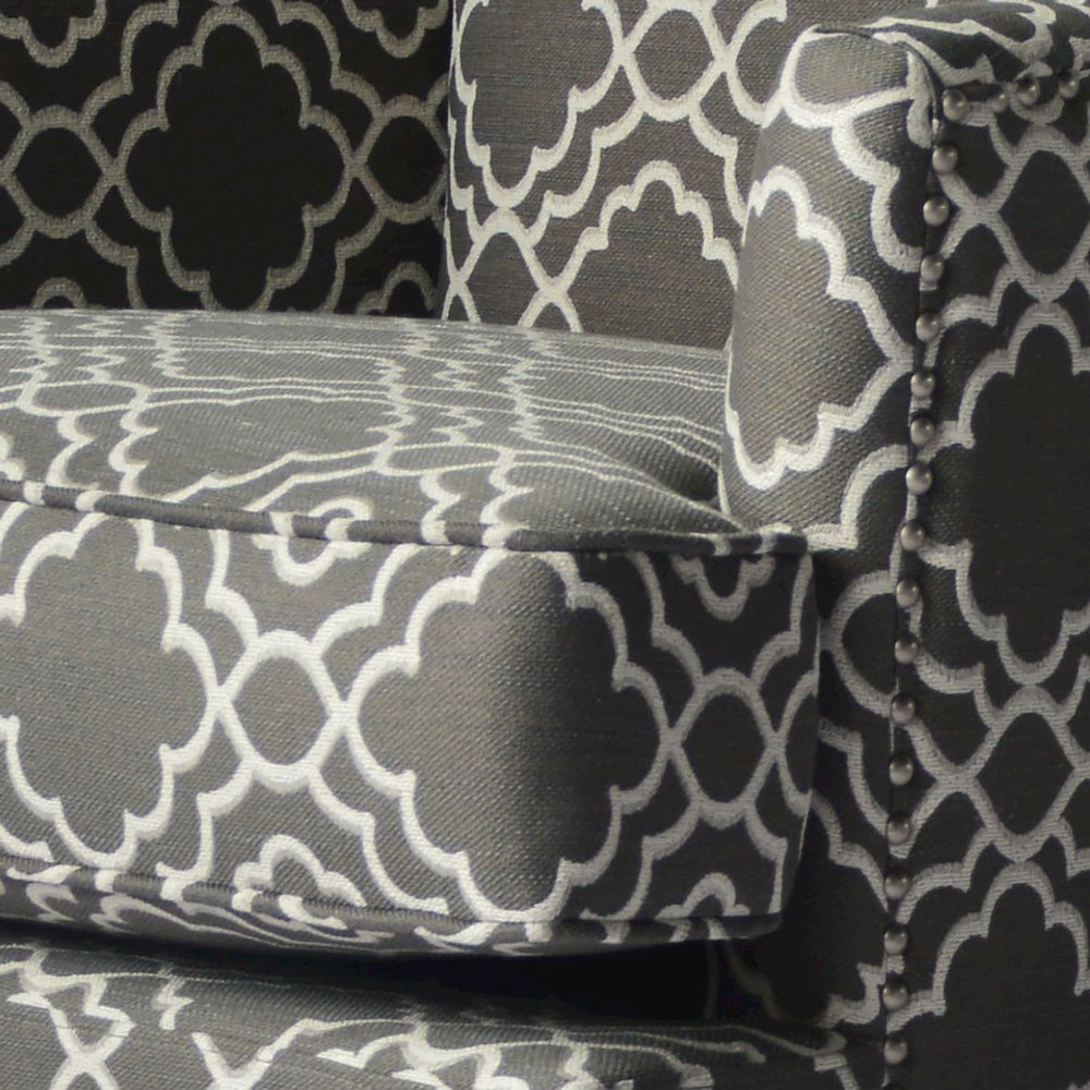 Aubrey Contemporary Geometric Upholstered Accent Chair with Nailhead Trim. Picture 3