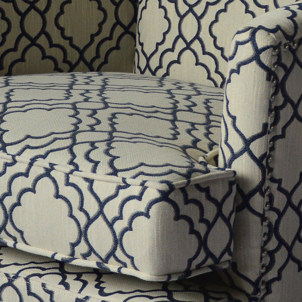 Aubrey Contemporary Geometric Upholstered Accent Chair with Nailhead Trim. Picture 3