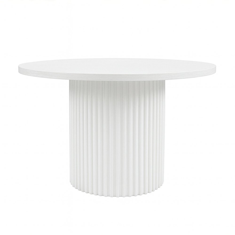 Auden 60" Round Mid-Century Modern Fluted Pedestal Base Dining Table. Picture 1