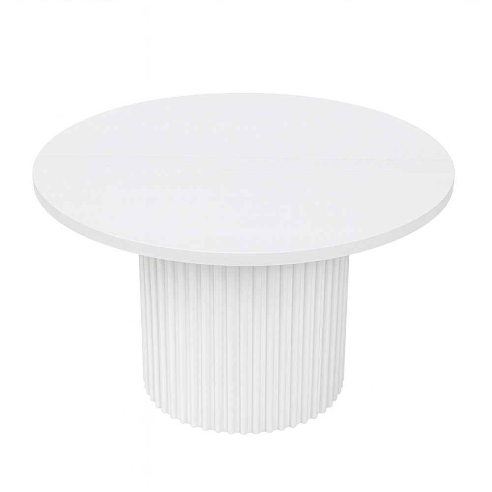 Auden 60" Round Mid-Century Modern Fluted Pedestal Base Dining Table. Picture 2