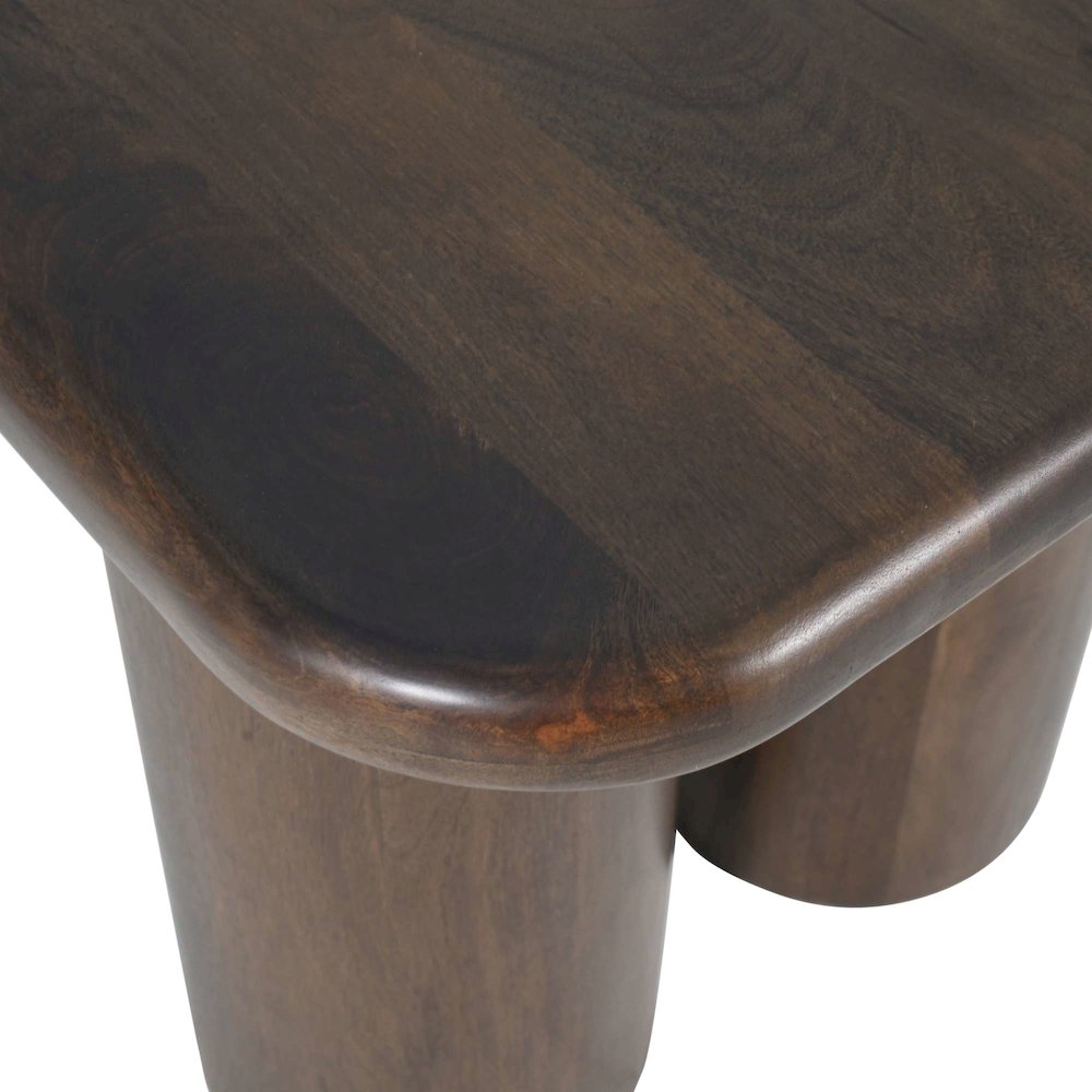 Mandara Global Modern Solid Wood Pillar Double Pedestal End Table. Picture 4