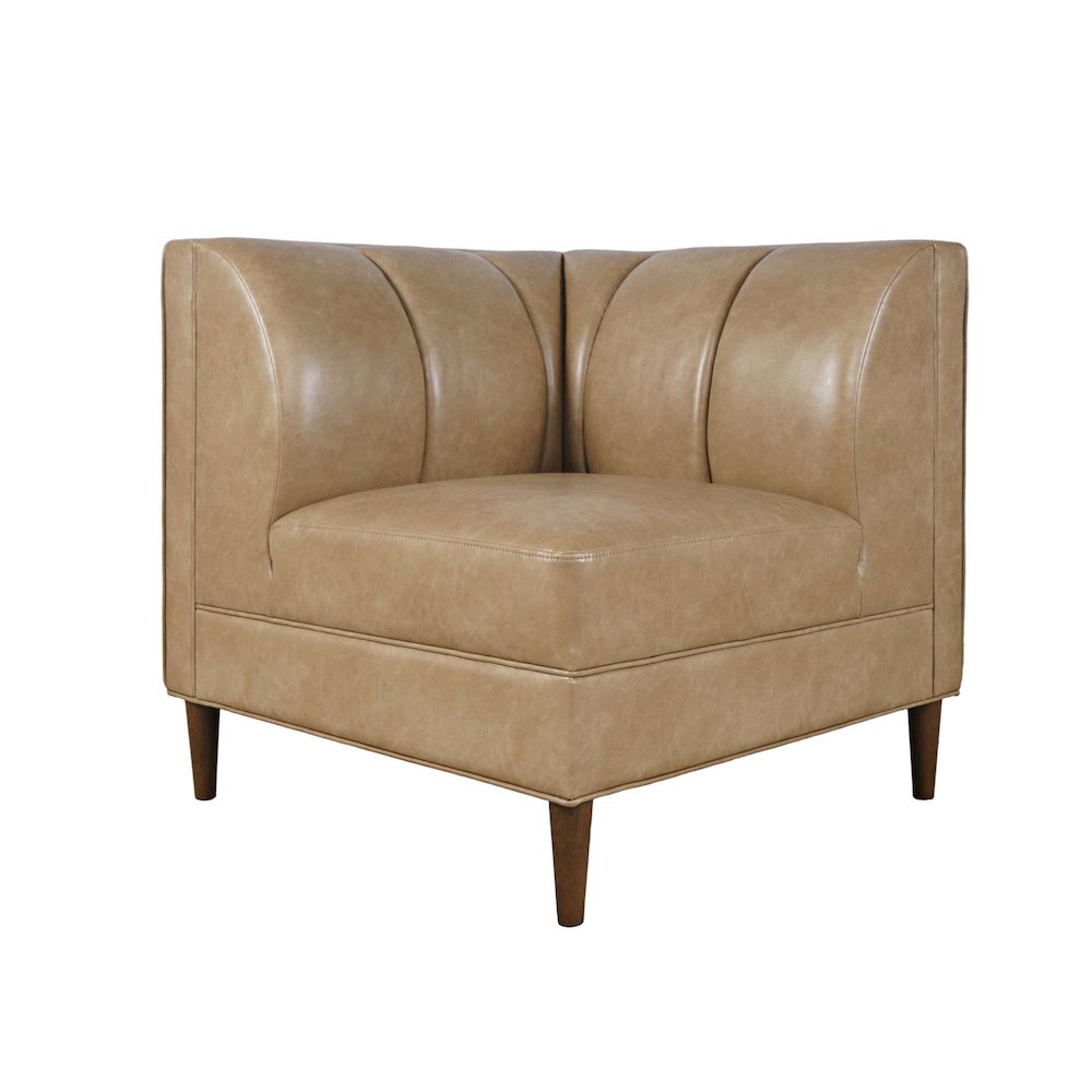 Ruston Modern Banquette Faux Leather Sectional with Five Seats and Corner Wedge. Picture 6