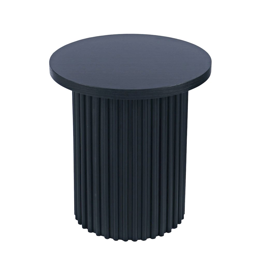 Auden Three Piece Mid-Century Modern Fluted Living Room Coffee and End Table Set. Picture 6