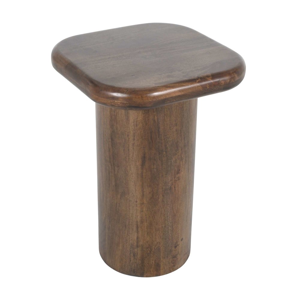 Mandara Global Modern Solid Wood Pillar Chairside Pedestal Square End Table. Picture 3