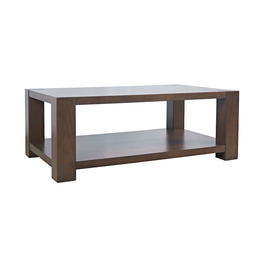 Brownstone 50" Transitional Modern Block-Frame Coffee Table, Storage and Wheels. Picture 3