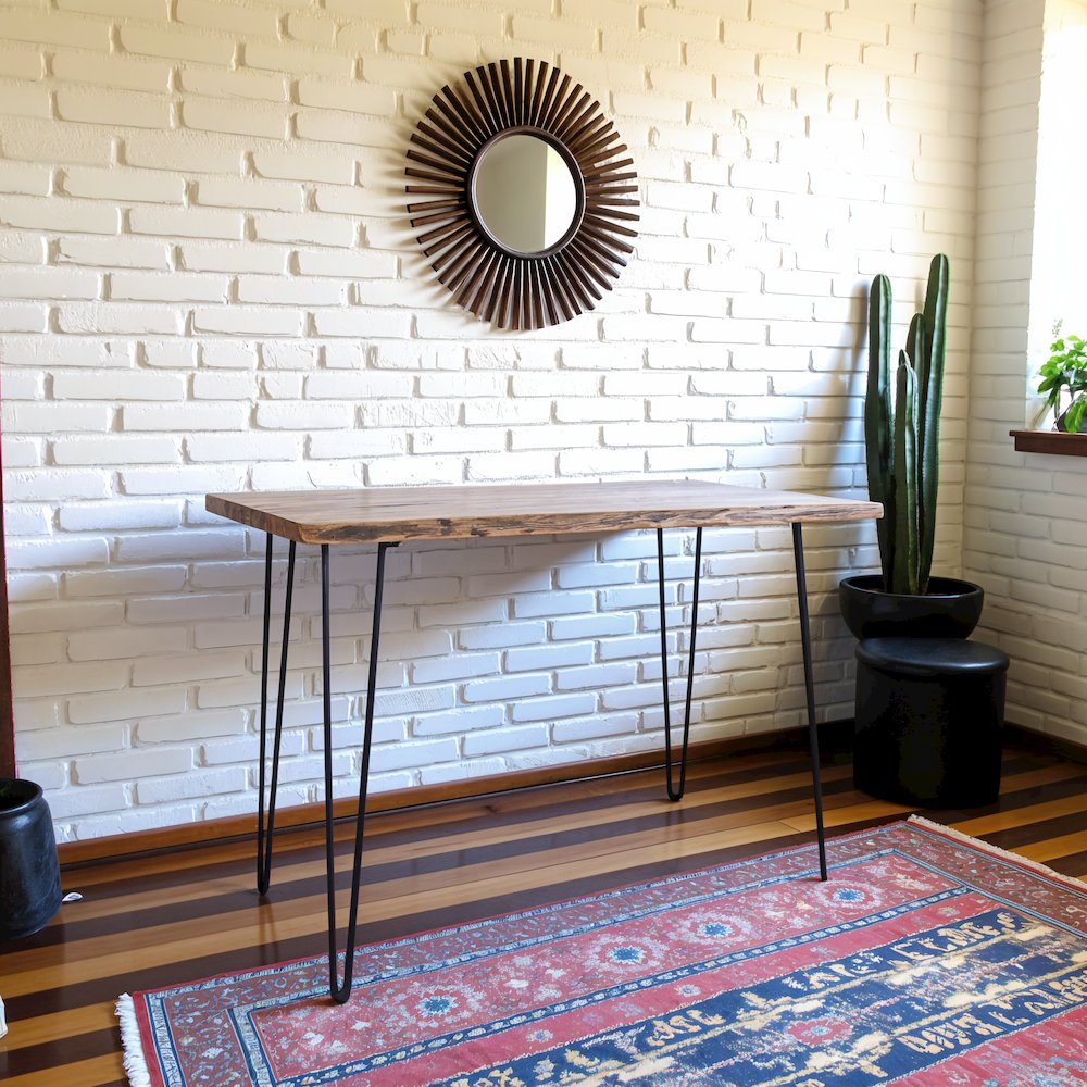 Brown Acacia and Metal Counter Height Dining Table for Kitchen or Dining Room. Picture 8