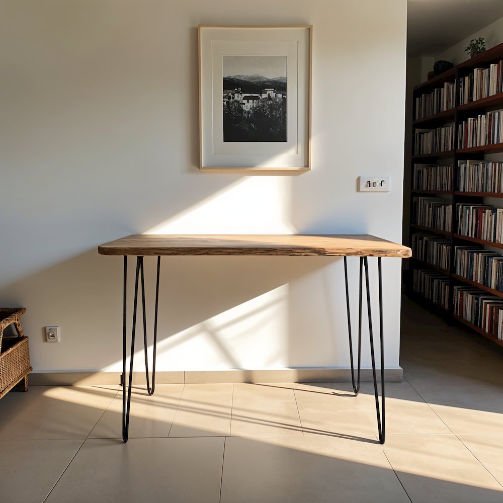 Brown Acacia and Metal Counter Height Dining Table for Kitchen or Dining Room. Picture 9