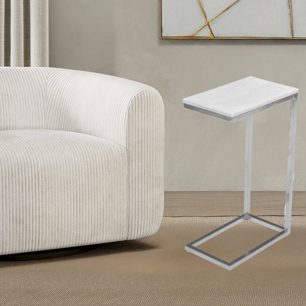 Aurora Solid Marble Modern Luxury Glam Accent C-Table (Set of 2). Picture 9