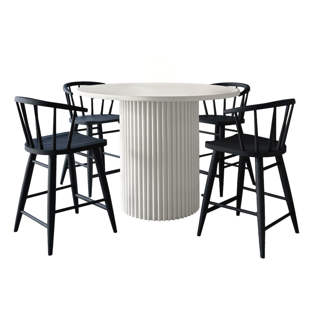 5-Piece Counter Height Dining Set with Round Table and Spindle Back Barstools. Picture 1