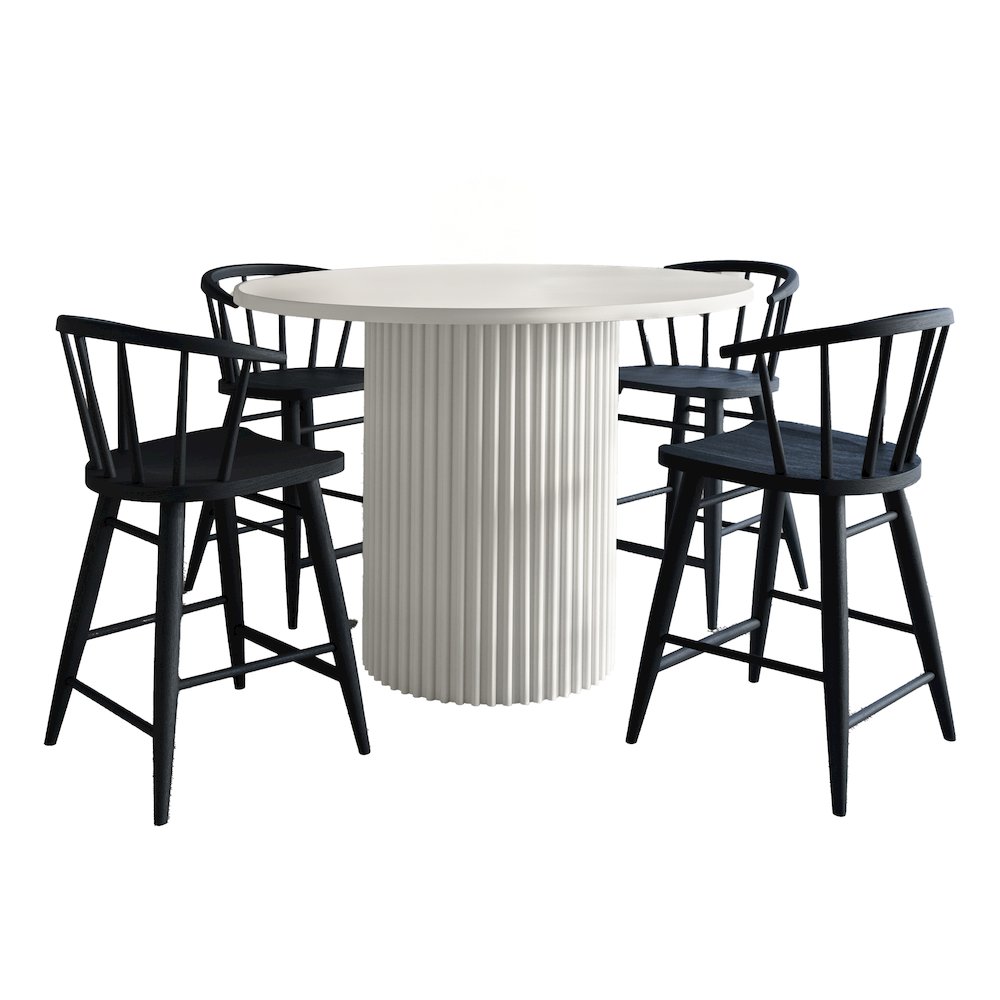 5-Piece Counter Height Dining Set with Round Table and Spindle Back Barstools. Picture 2