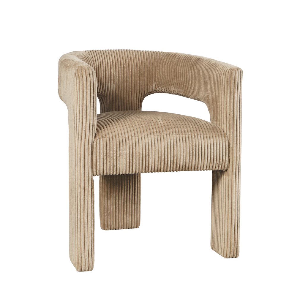 Bowen Modern Three-Leg Upholstered Accent Dining Armchair with Corduroy Fabric. Picture 2