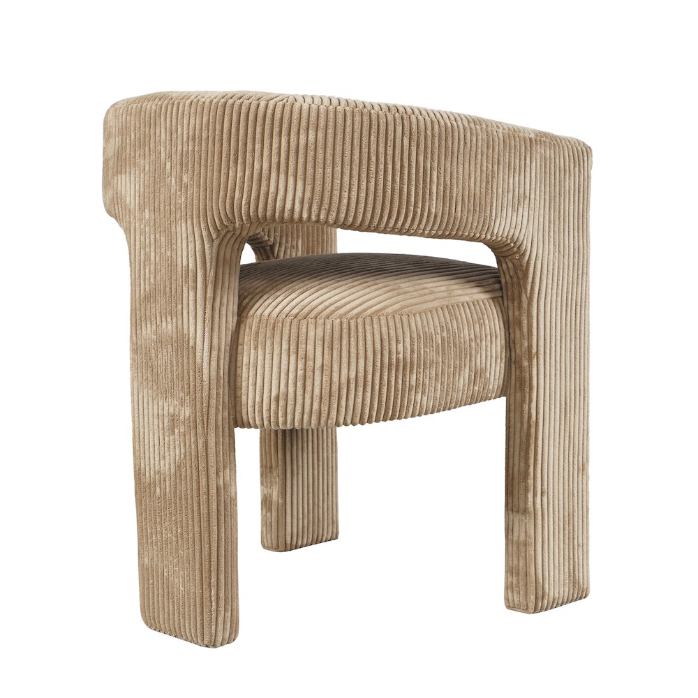 Bowen Modern Three-Leg Upholstered Accent Dining Armchair with Corduroy Fabric. Picture 5