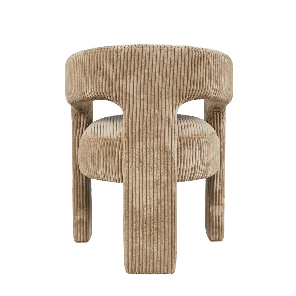 Bowen Modern Three-Leg Upholstered Accent Dining Armchair with Corduroy Fabric. Picture 6