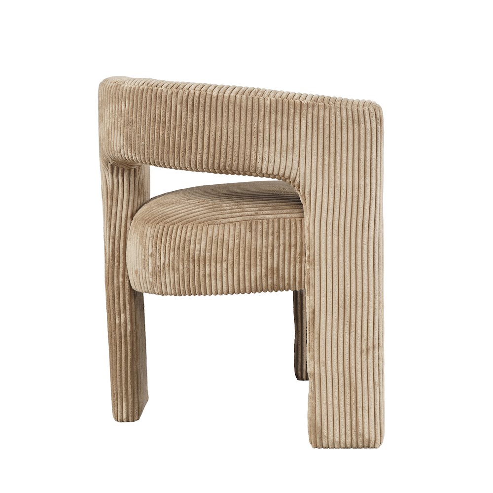 Bowen Modern Three-Leg Upholstered Accent Dining Armchair with Corduroy Fabric. Picture 4