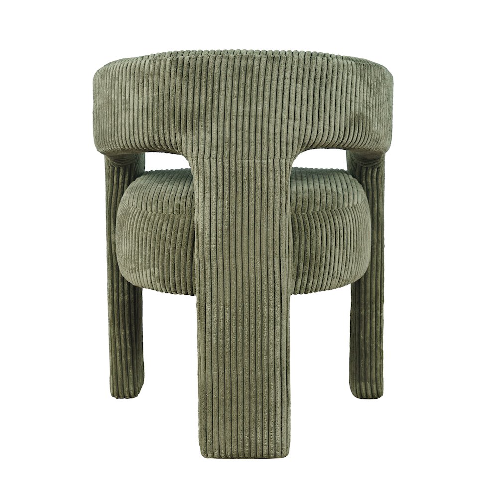 Bowen Modern Three-Leg Upholstered Accent Dining Armchair with Corduroy Fabric. Picture 6