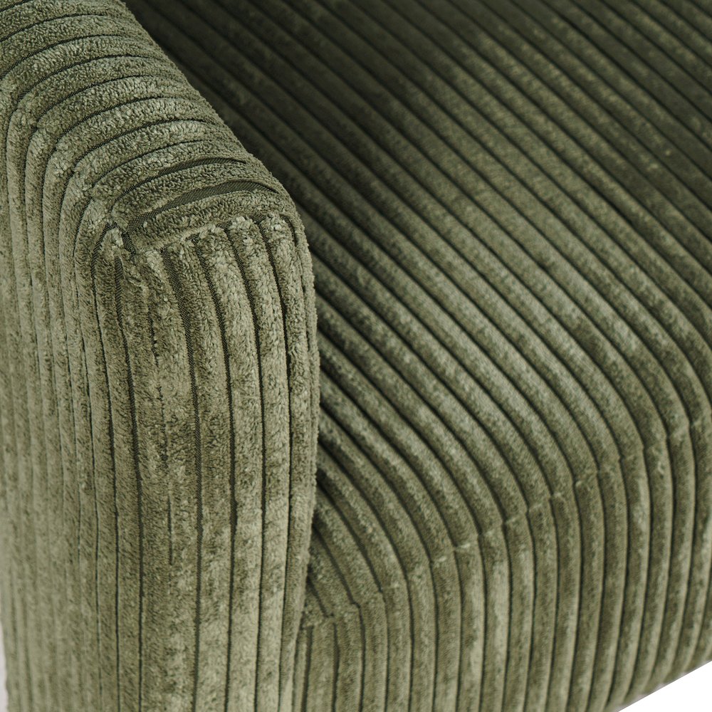 Bowen Modern Three-Leg Upholstered Accent Dining Armchair with Corduroy Fabric. Picture 3