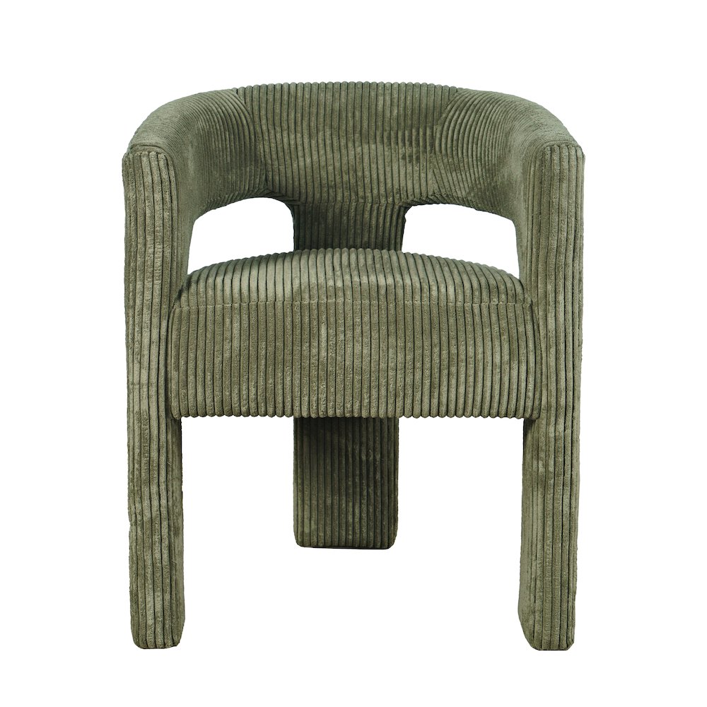 Bowen Modern Three-Leg Upholstered Accent Dining Armchair with Corduroy Fabric. Picture 1