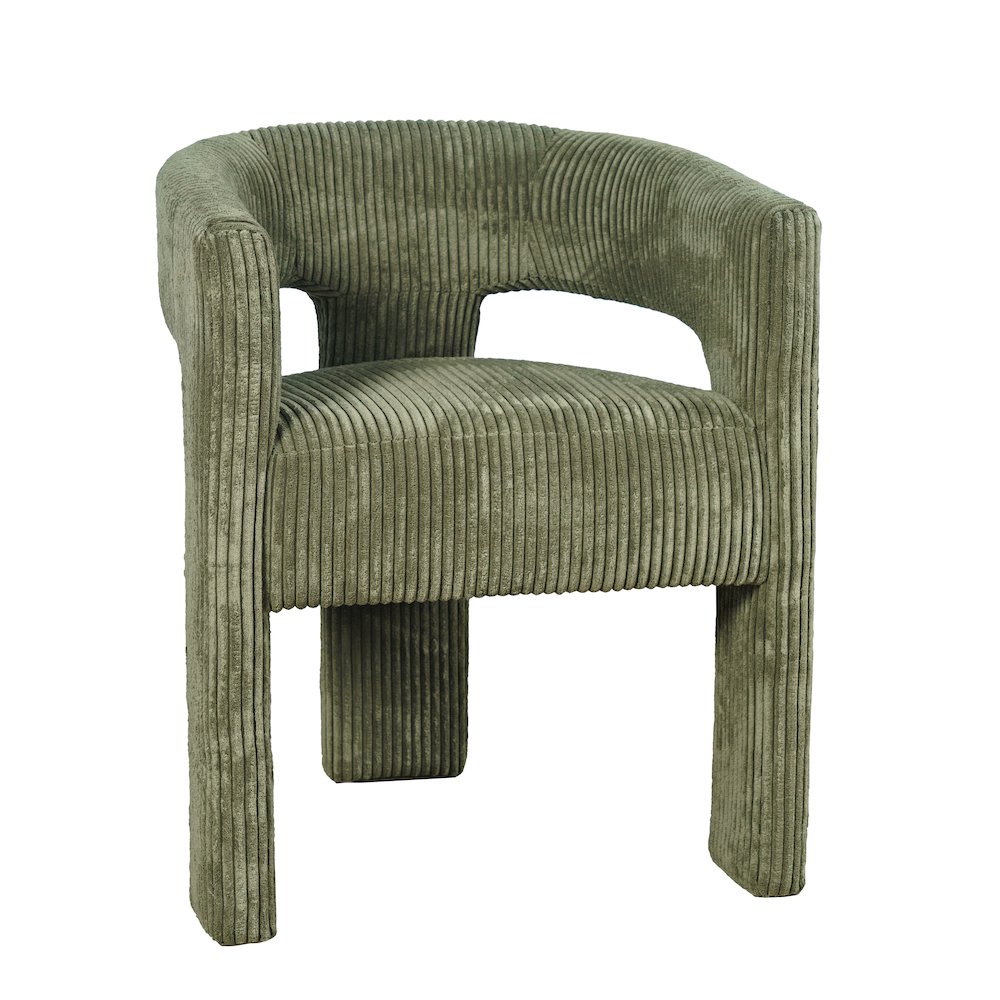Bowen Modern Three-Leg Upholstered Accent Dining Armchair with Corduroy Fabric. Picture 2