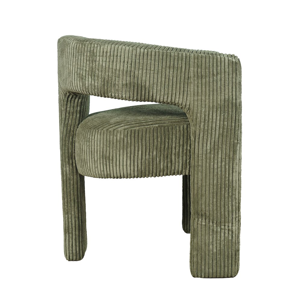 Bowen Modern Three-Leg Upholstered Accent Dining Armchair with Corduroy Fabric. Picture 4