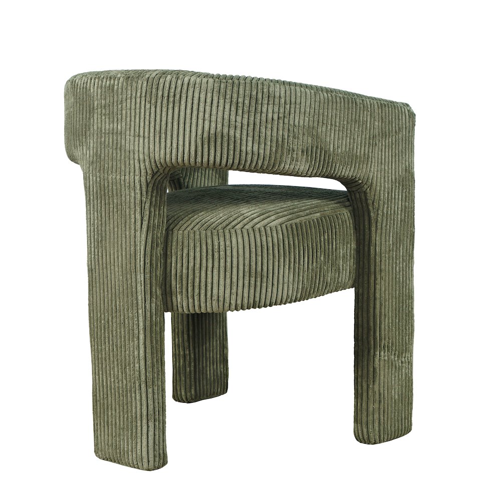 Bowen Modern Three-Leg Upholstered Accent Dining Armchair with Corduroy Fabric. Picture 5