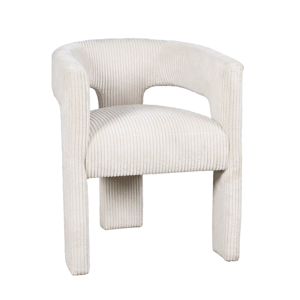 Bowen Modern Three-Leg Upholstered Accent Dining Armchair with Corduroy Fabric. Picture 2