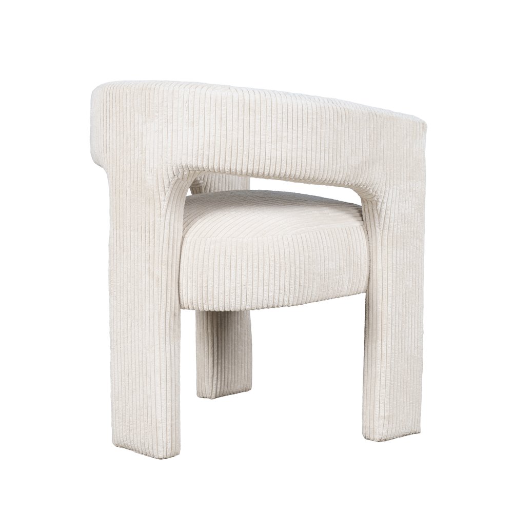 Bowen Modern Three-Leg Upholstered Accent Dining Armchair with Corduroy Fabric. Picture 5