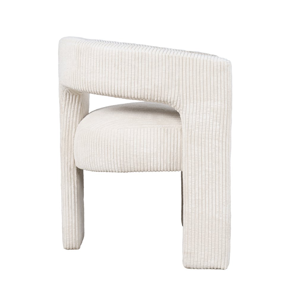 Bowen Modern Three-Leg Upholstered Accent Dining Armchair with Corduroy Fabric. Picture 4