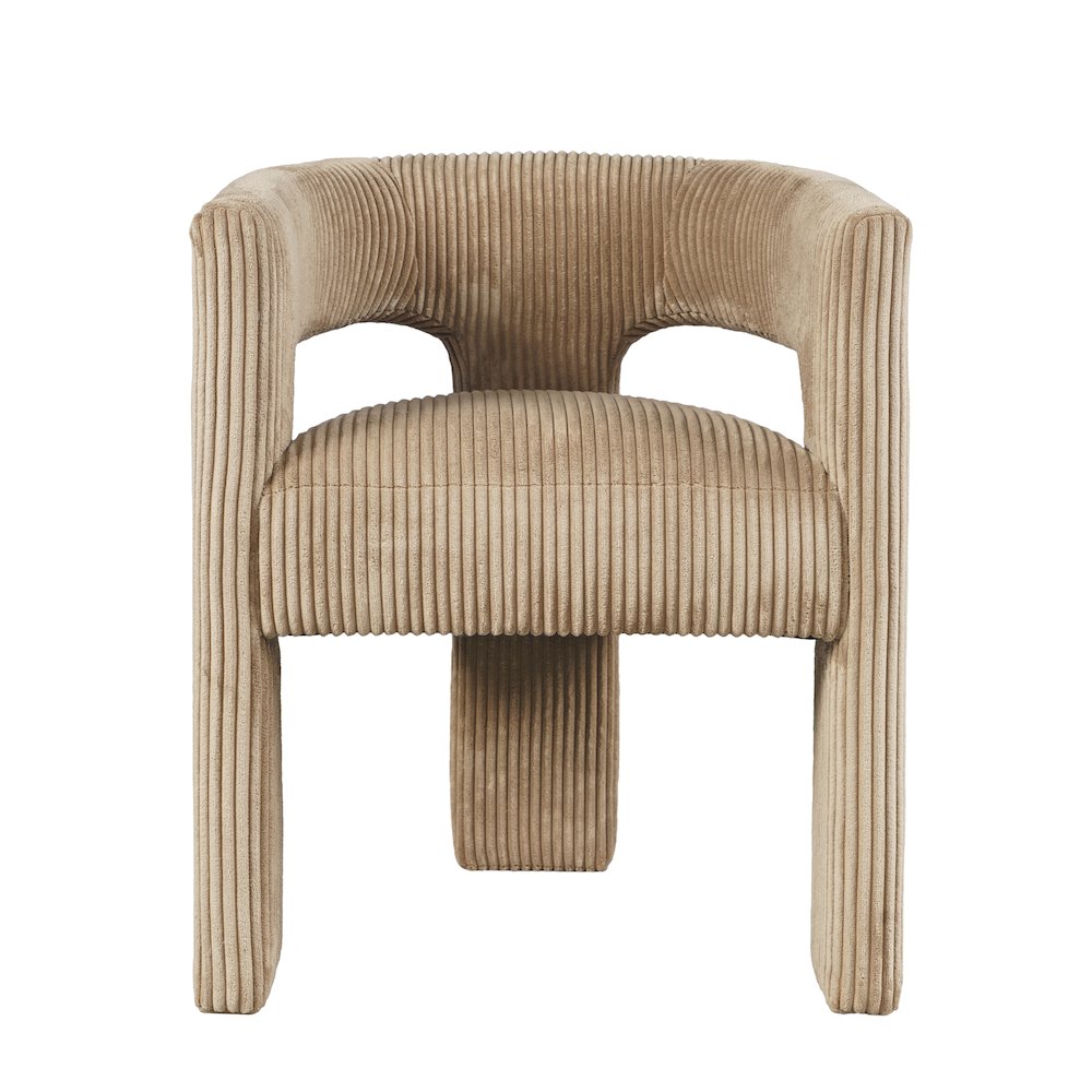 Bowen Modern Three-Leg Upholstered Accent Dining Armchair with Corduroy Fabric. Picture 1