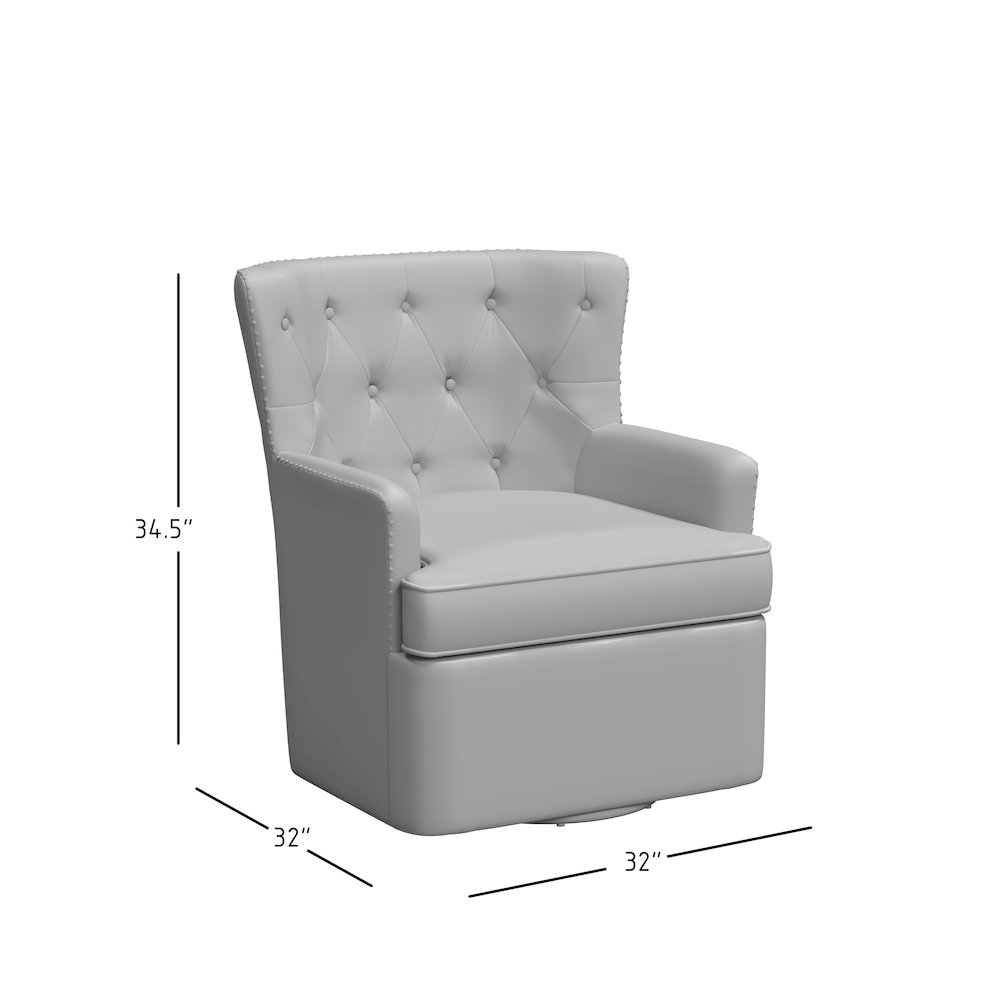 Bryson Transitional Upholstered Swivel Chair with Nailhead Trim. Picture 8