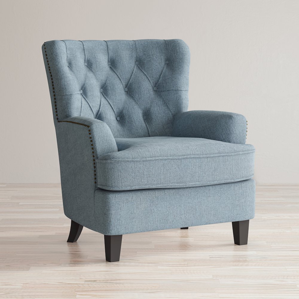 Bryson Transitional Upholstered Accent Chair with Nailhead Trim. Picture 9