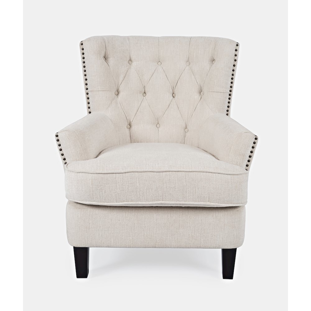 Bryson Transitional Upholstered Accent Chair with Nailhead Trim. Picture 1