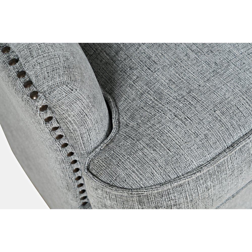 Bryson Transitional Upholstered Swivel Chair with Nailhead Trim. Picture 4