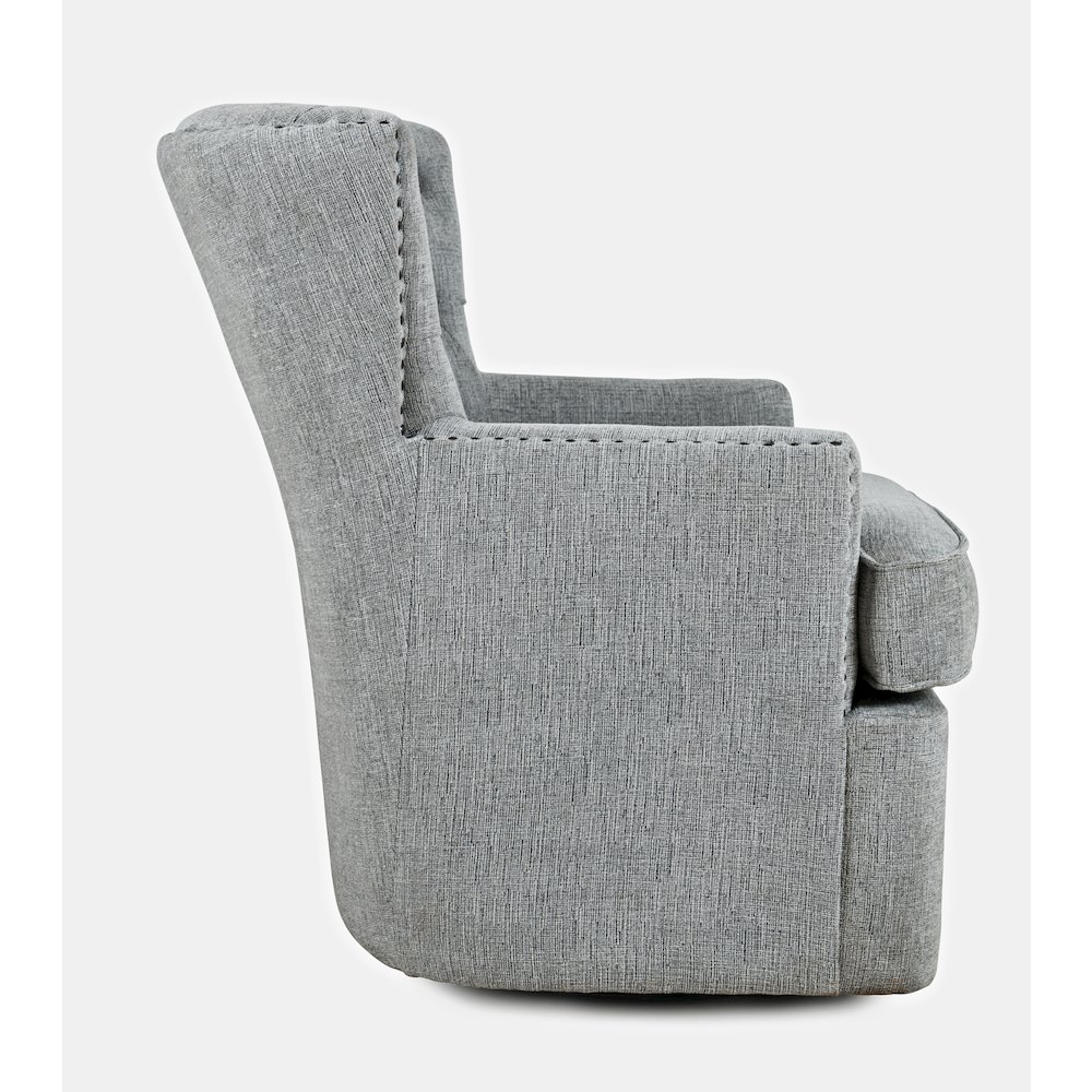 Bryson Transitional Upholstered Swivel Chair with Nailhead Trim. Picture 5