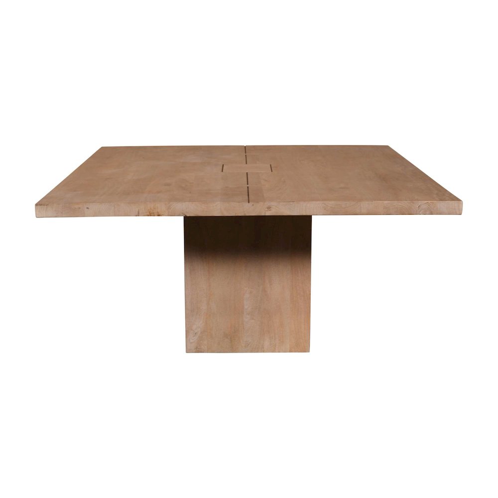 Sequoia 60" Square Rustic Solid Wood Butcher Block Pedestal Dining Table. Picture 8