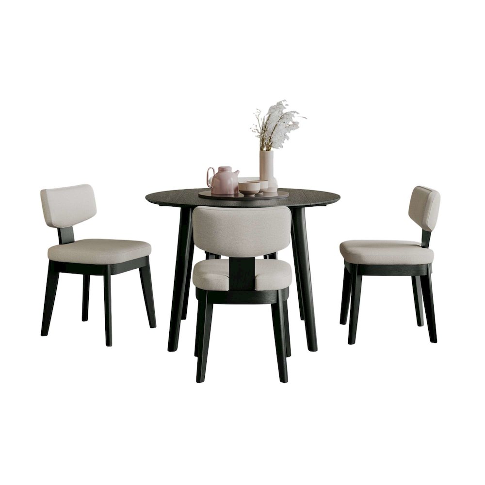 Percy 42" Contemporary 5-Pc Drop-Leaf Dining Set, Upholstered Chairs. Picture 3