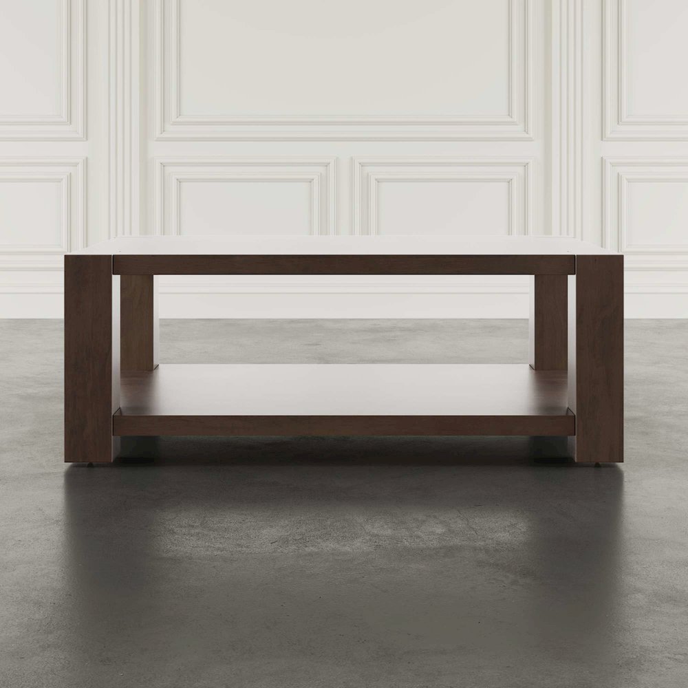 Brownstone 50" Transitional Modern Block-Frame Coffee Table, Storage and Wheels. Picture 8
