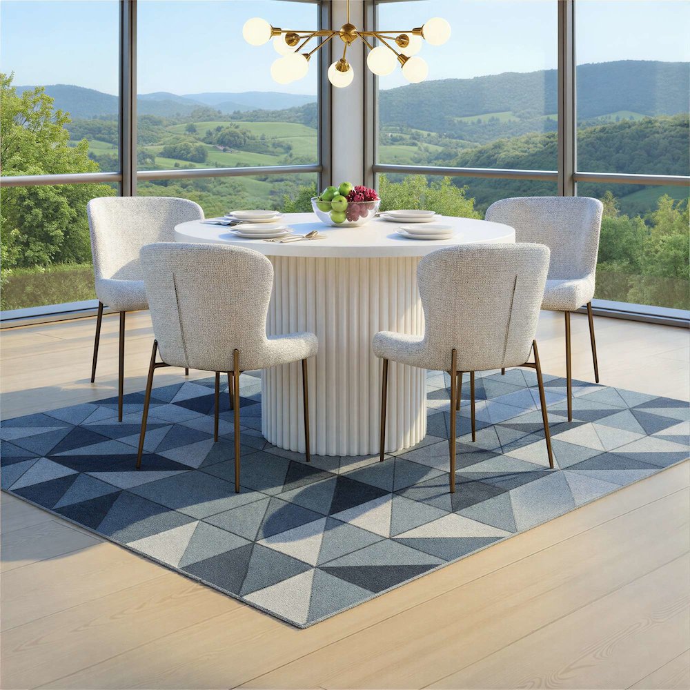 Auden Five Piece Mid-Century Modern Dining Set, Performance Upholstered Chairs. Picture 2