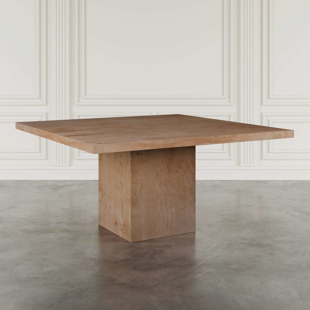 Sequoia 60" Square Rustic Solid Wood Butcher Block Pedestal Dining Table. Picture 10
