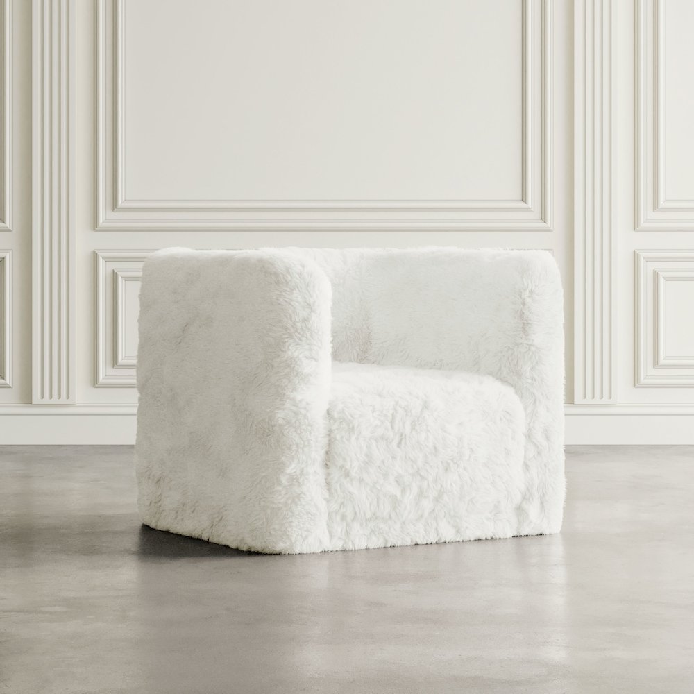 Huggy Luxury Plush Faux Fur Upholstered Swivel Accent Chair. Picture 8