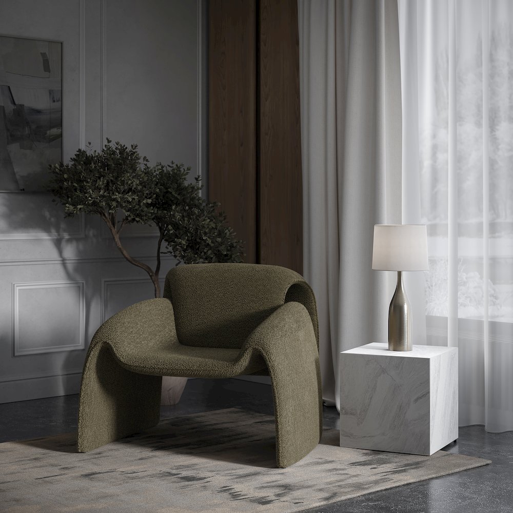 Dolce Mid-Century Modern Bent Angle Upholstered Accent Chair. Picture 7