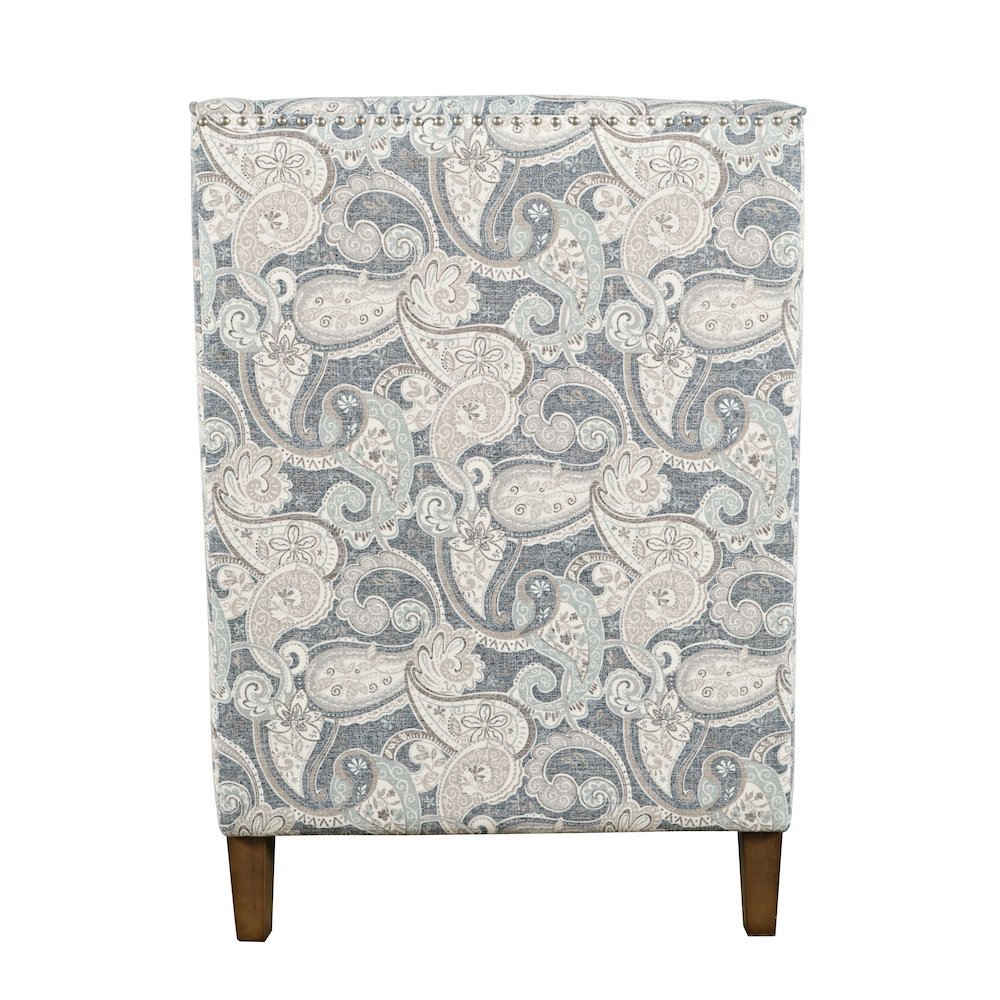 Paisley Fabric Transitional Upholstered Accent Chair with Nailhead Trim. Picture 7