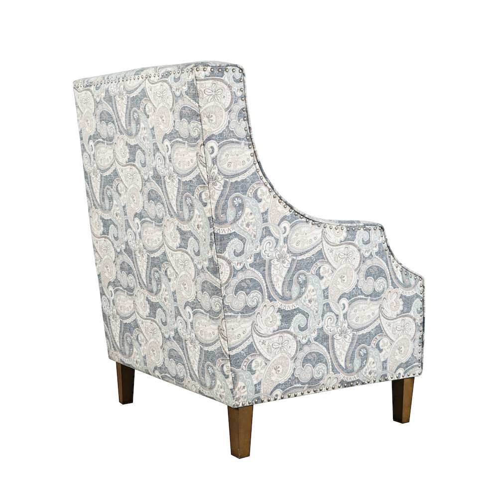 Paisley Fabric Transitional Upholstered Accent Chair with Nailhead Trim. Picture 6