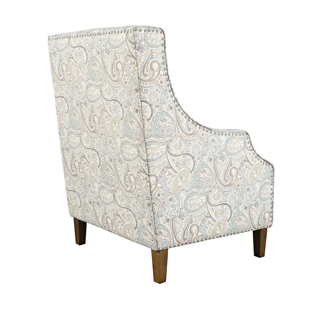 Paisley Fabric Transitional Upholstered Accent Chair with Nailhead Trim. Picture 5