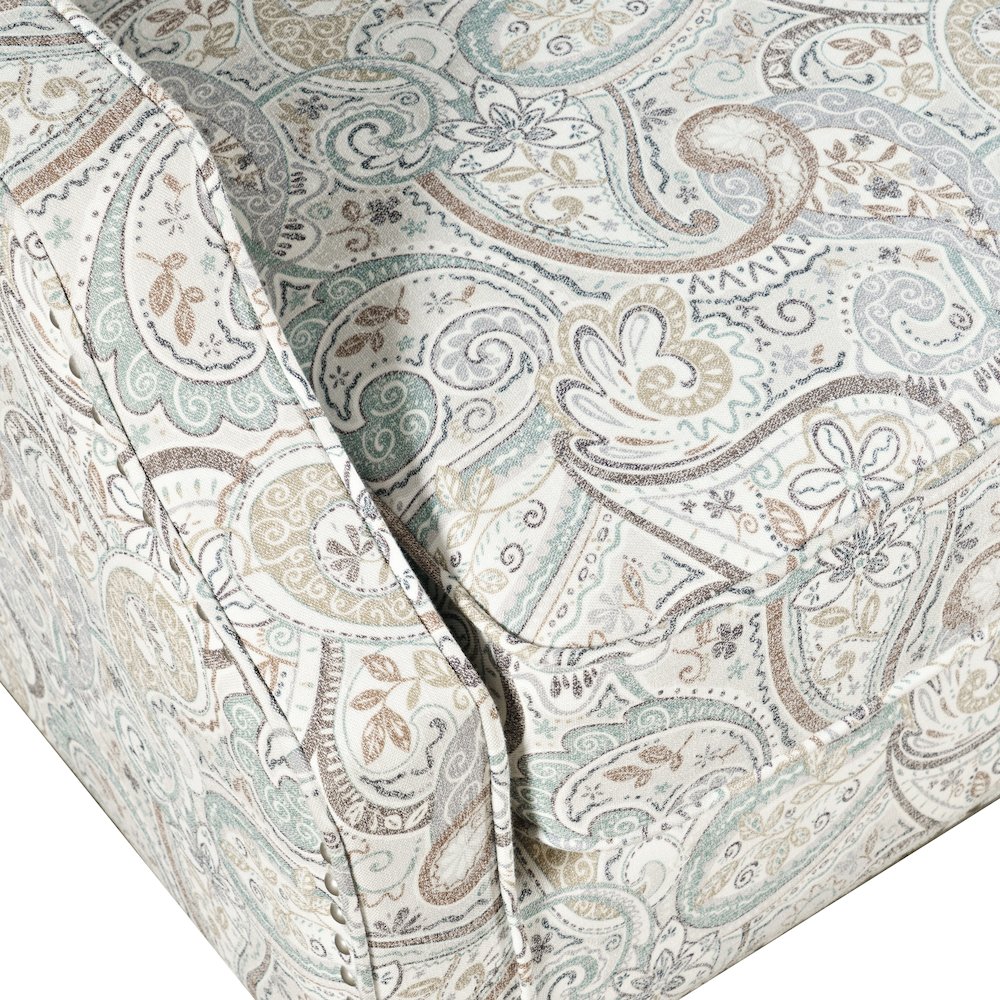 Paisley Fabric Transitional Upholstered Accent Chair with Nailhead Trim. Picture 3